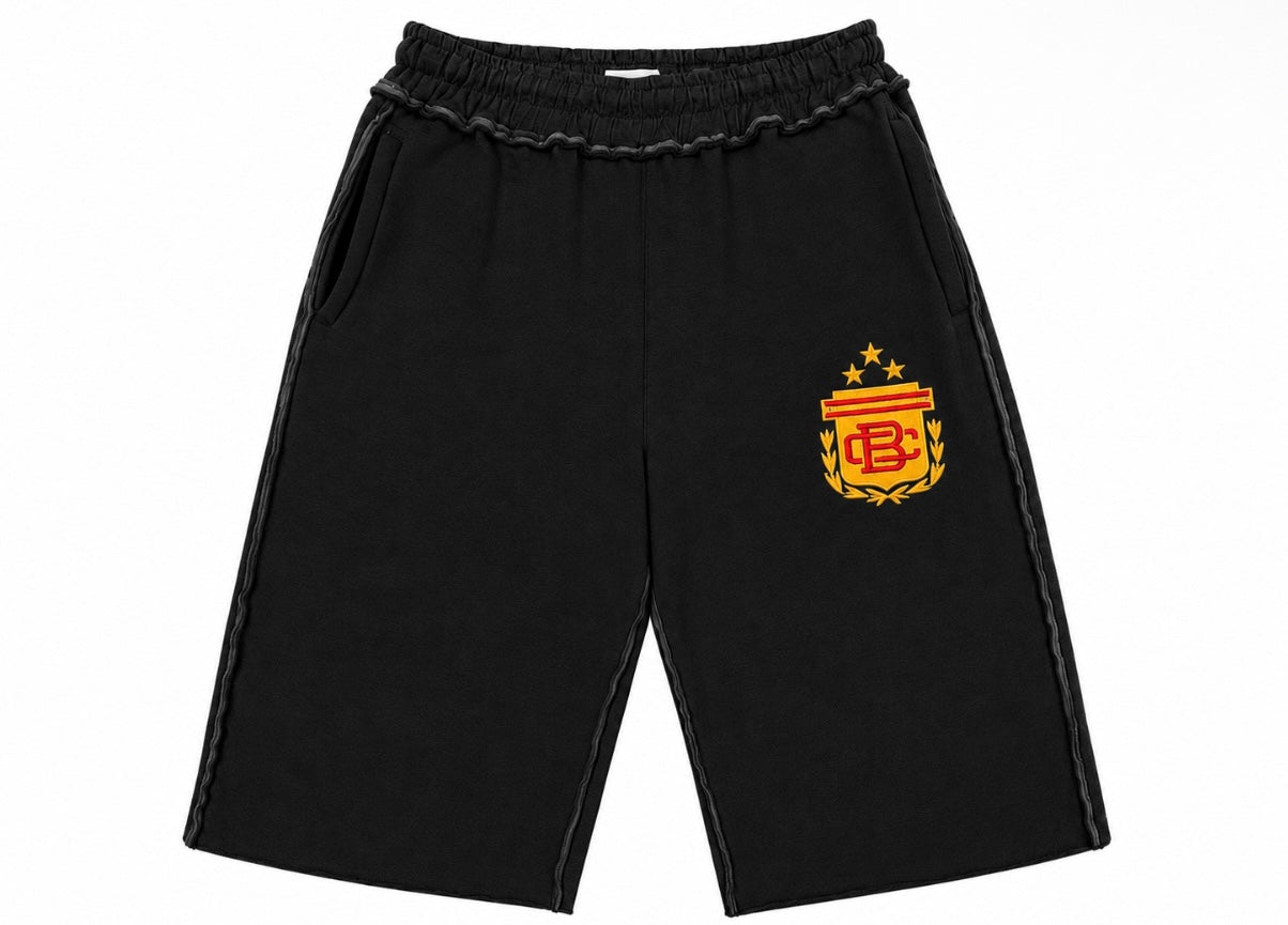 BLACK FÚTBOL EXTENDED SWEAT SHORTS