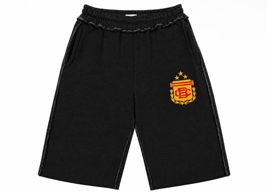 BLACK FÚTBOL EXTENDED SWEAT SHORTS